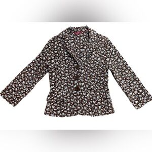 SO Vintage Y2K Brown Corduroy Blue Floral Blazer Size S